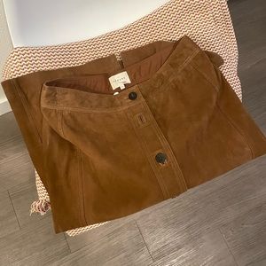 Sezane suede midi skirt